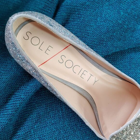 Sole Society Cammila Silver Glitter Flats Size 7 - Picture 9 of 12